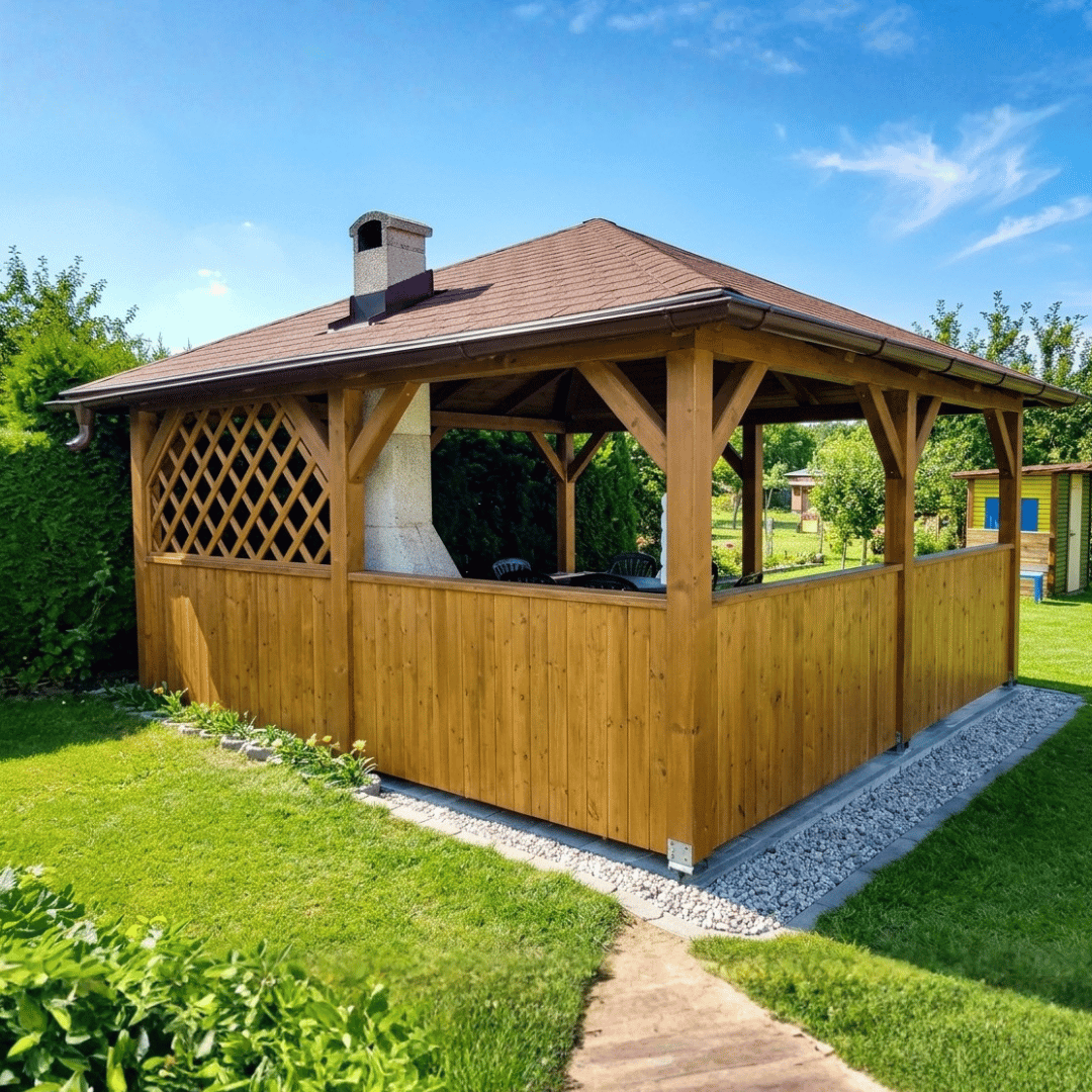 Zahradní pergola s ohništěm